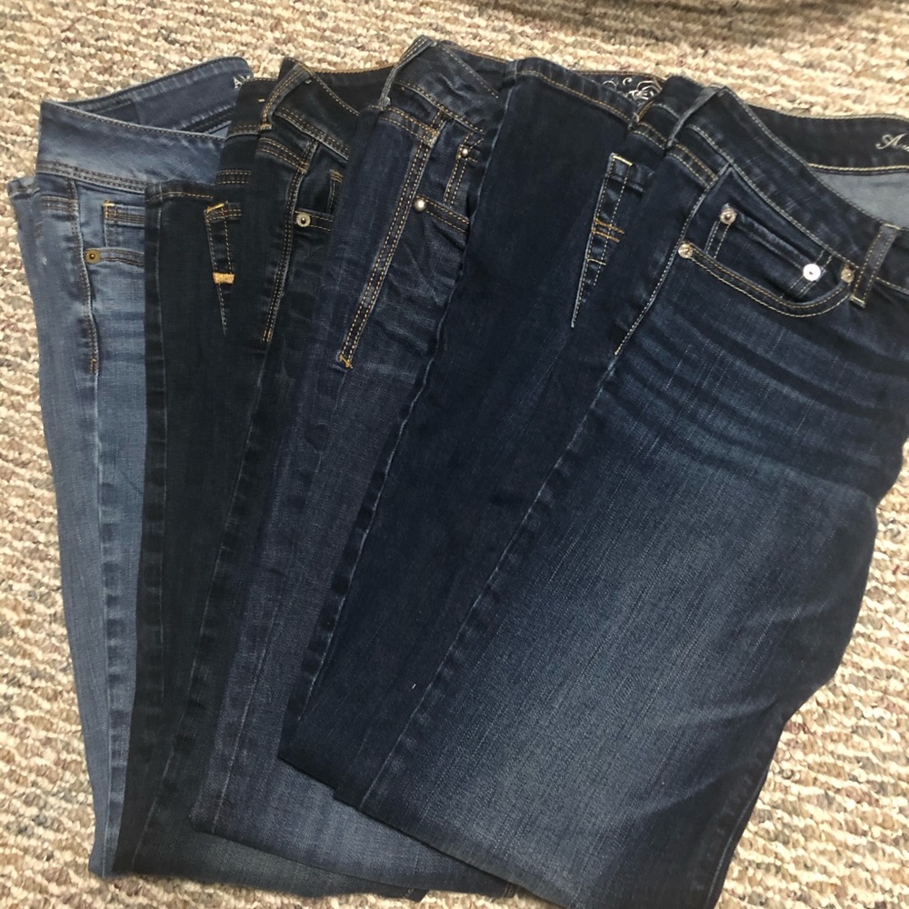 4 pairs of jeans. 3 American Eagle, 1 Express